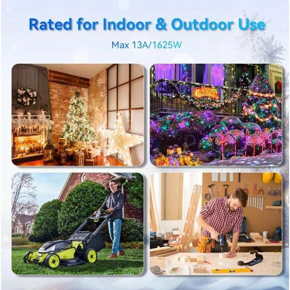 Extension Cord 46ft with 1 to 4 Splitter, Black, IP65 Waterproof Heavy Duty - Picture 5 of 8